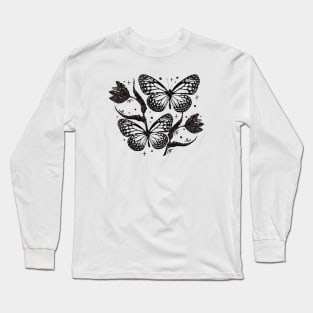 Vintage Inspired Linocut 5 Long Sleeve T-Shirt